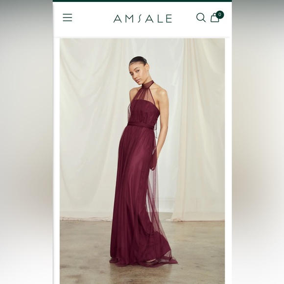 Amsale Tulle Chiffon Isobel dress in Bellini, size 0, Worn Once - Picture 4 of 12